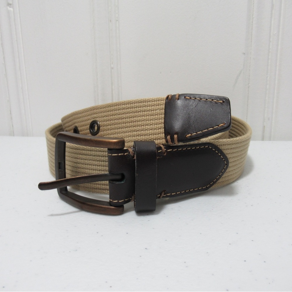 Fossil Canvas and Leather Belt Size 38
